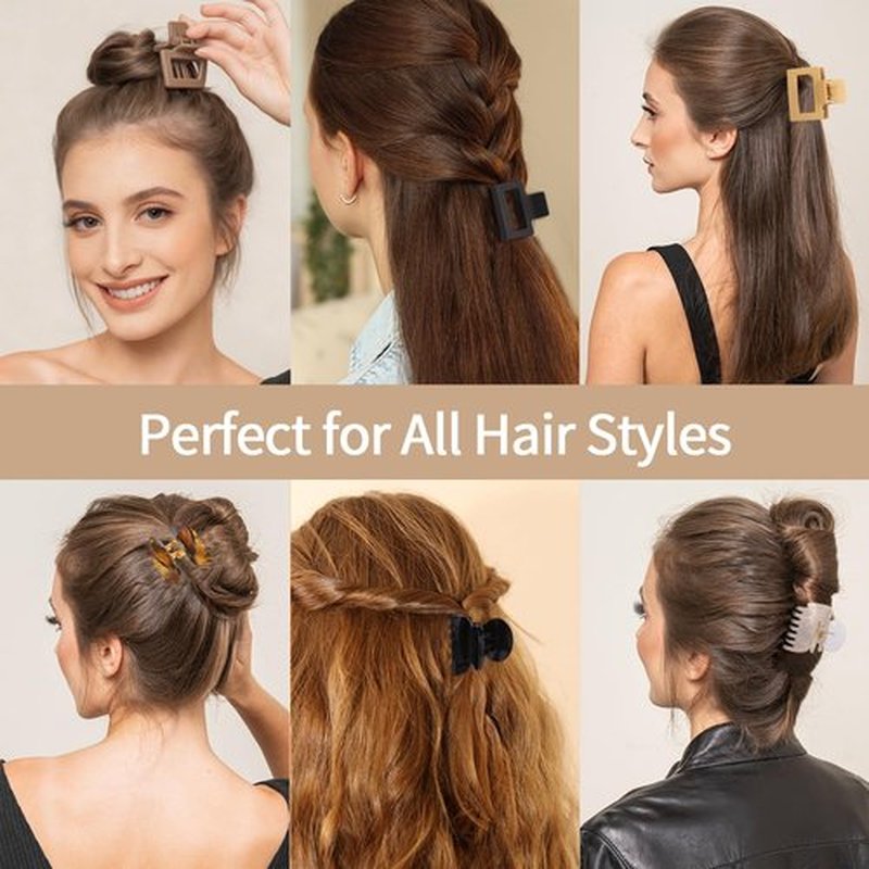 SUTHIA Medium Hair Clips for Women Girls 12 Bulk Pack, 2" Small Claw Clips for Thin, Fine, Short, Medium, Curly & Thick Hair Non Slip, Rectangle & Double Row Teeth, Classic & Neutral Hair Accessories