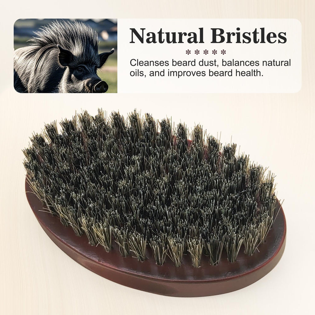 SUNBIRD Beard Brush for Men, 100% Natural Bristle and Wood