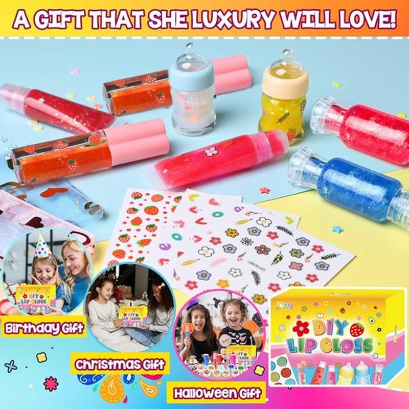 Jcoos Lip Gloss Making Kit, 73PCS Fun Make Your Own Lip Gloss Kit Kids, Beginner, Lipgloss Sets for Girls, DIY Lipstick Set, Moisturizing Lip Oil Base, Gifts for Tween Girls, Teens, Daughters, Women