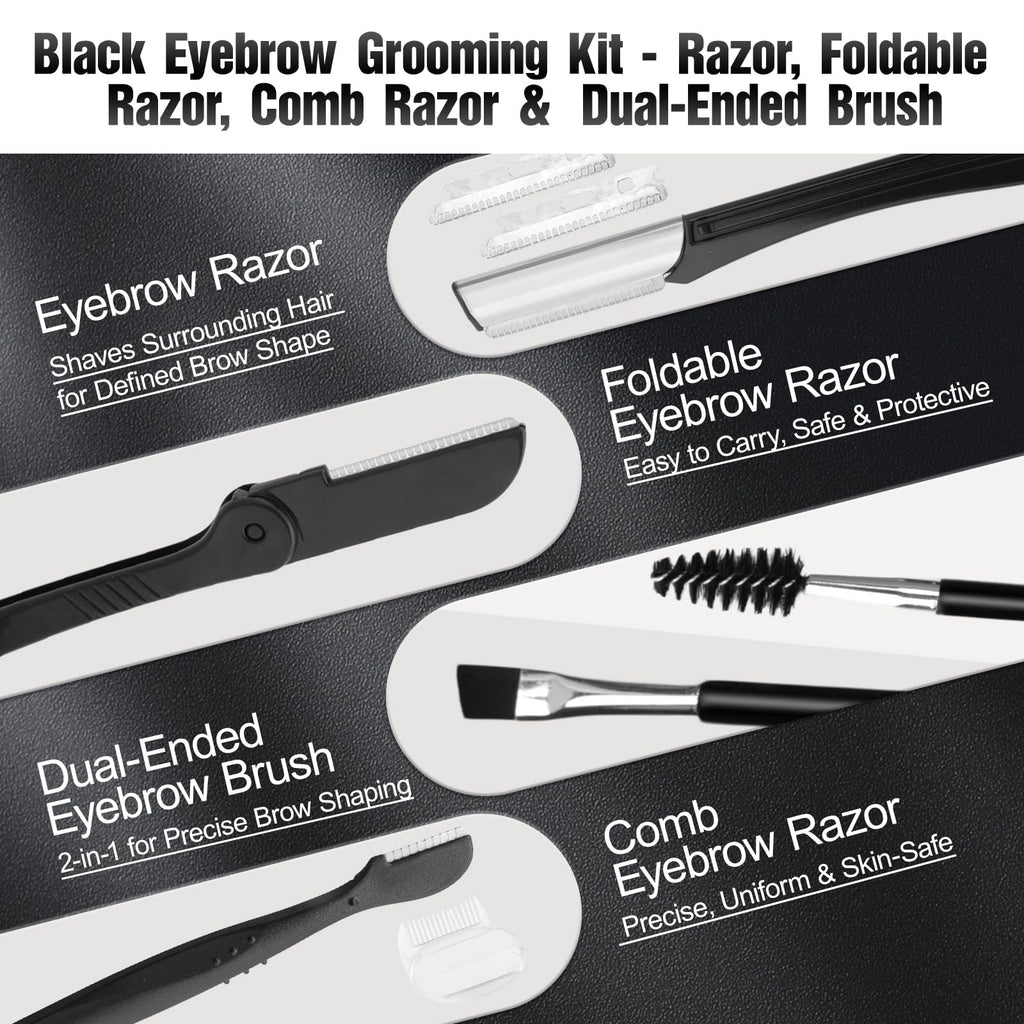 Eyebrow Kit for Men, 17 in 1 Tweezers for Women Facial Hair, Hair Scissors with comb, Eyebrow Trimmer, Brow Brushes, Hair Tools Travel Bag, Professional Grooming Tweezer for Men