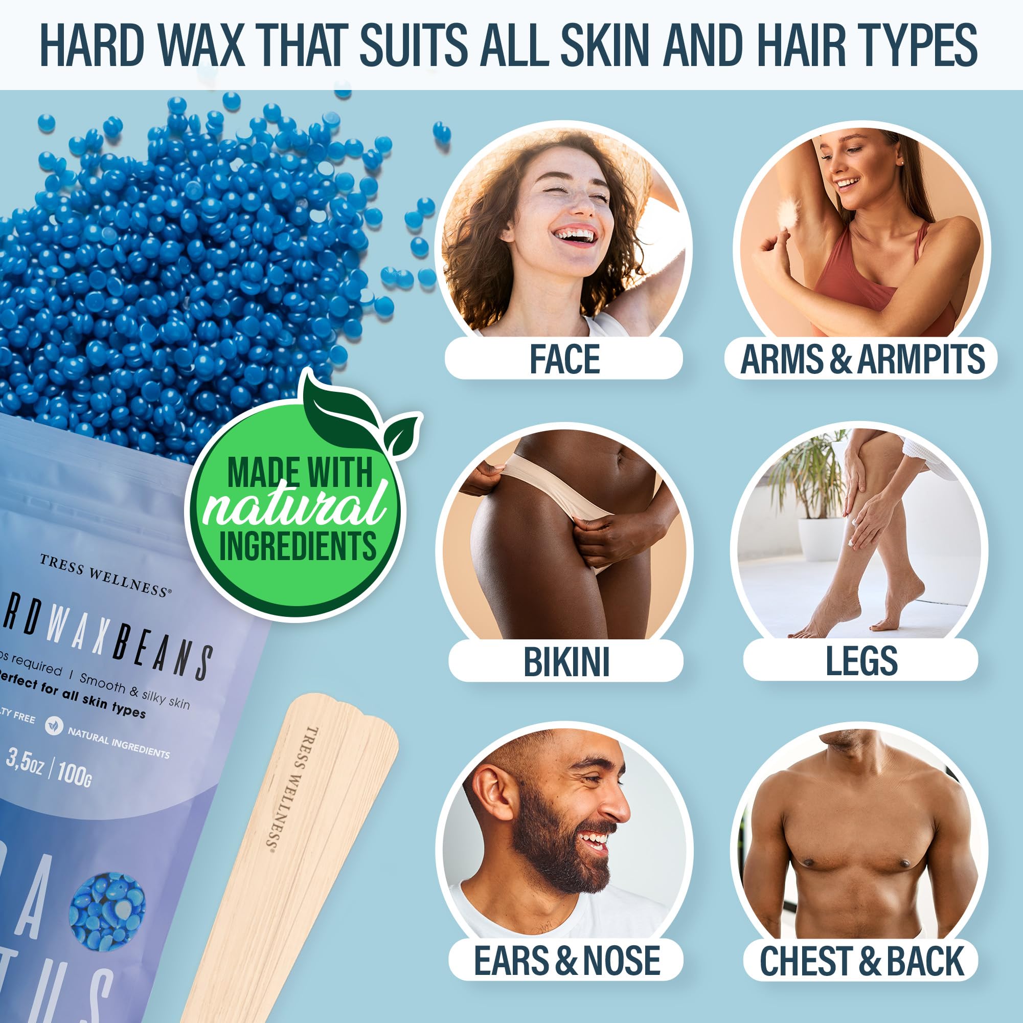 Tress Wellness Waxing Kit for Brazilian Wax - Easy to Use - For Sensitive Skin - Digital Display, Flower Black