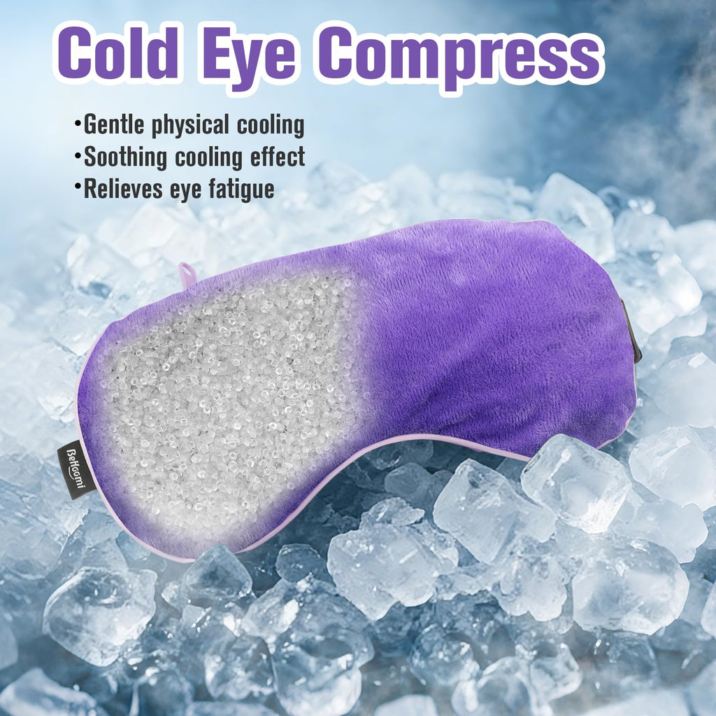 BeHoomi Heated Eye Mask, Weighted Sleep Mask Warm Compress for Eyes, Cooling Eye Mask for Sleeping, Reusable Eye Masks for Home, Office, Hot and Cold for Eye Relaxation, Gifts for Women (Purple)