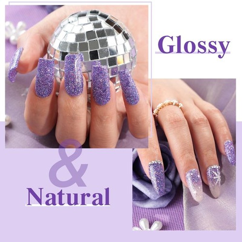 EODCI Dip Powder for Nails, Purple Glitter Dipping Powder - No Needed Nail Lamp Curing - Long Lasting Dip Nail Colors - Nail Art Starter Manicure DIY at Home 1oz