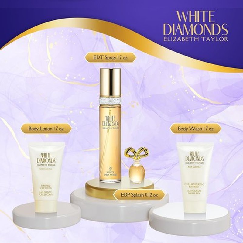 Elizabeth Taylor White Diamonds Perfume Gift Set - 4 Piece EDT Collection | 1.7 Ounce