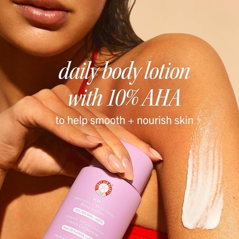 First Aid Beauty - KP Smoothing Body Lotion with 10% AHA & Colloidal Oatmeal | Exfoliate & Moisturize, Peach Scent (6.7 fl oz)