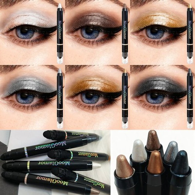 MooGlamor 6 Pcs Eyeshadow Stick Shimmer Eye Shadow Set with Retractable and Blendable Eye Shadow Stick for Long-Lasting Colorful Eye Makeup