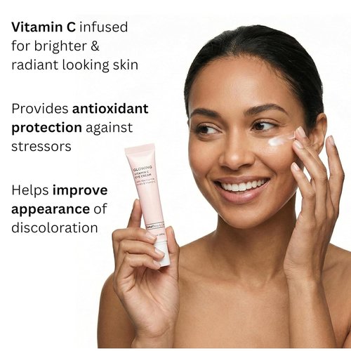 Global Beauty Care Glowing Vitamin C Eye Cream - Radiant Under Eye Treatment with Niacinamide & AHA, 0.5 fl oz