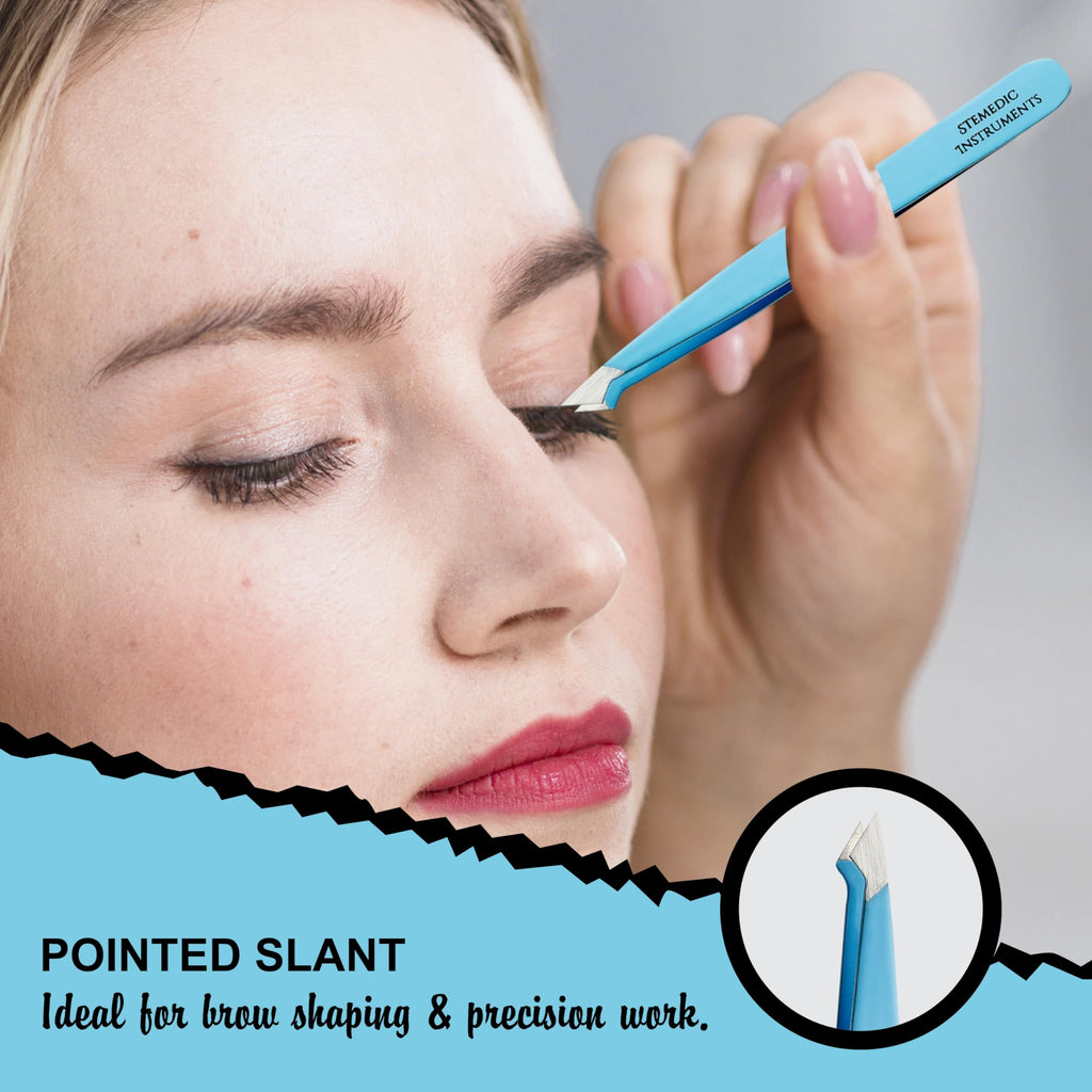 Eyebrow Tweezers Set- Professional Multicolor Tweezers for Women & Men – High Precision Tweezer Set for Facial Hair, Eyebrow Grooming, Ingrown Hair & Splinter Removal with Travel Case