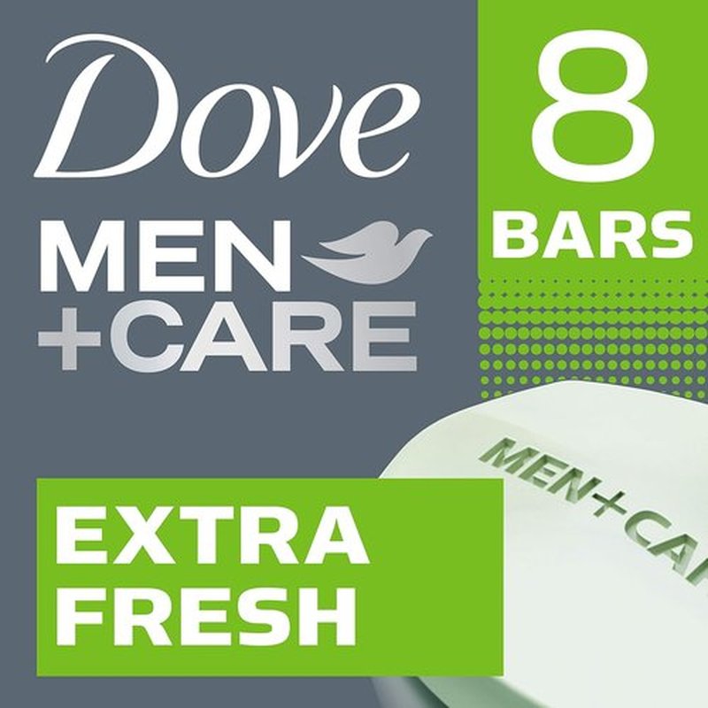 DOVE MEN + CARE 3-in-1 Bar Cleanser - Extra Fresh Body, Face & Shaving Cleanser | 3.75 oz (Pack of 8)