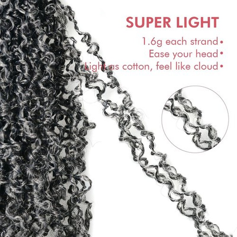 Pelokaa Yanky Twist Crochet Hair - 10 Inch 8 Packs (240 Strands) Gray Micro Salt and Pepper Braids Fluffy Spring Passion Micro Mini Twist, Pre-Looped Short Curly Crochet Hair (10 Inch, F1B/Gray-8P)