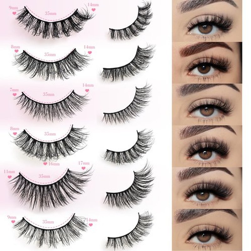 FARRED Lashes Natural False Eyelashes 6 Styles Wispy Strip Lash Pack 30 Pairs Cat Eye Fake Mink Eyelash Strips Short Fluffy Wispies Easy Lashes for Beginners Eye Lash Natural Looking for Daily Makeup