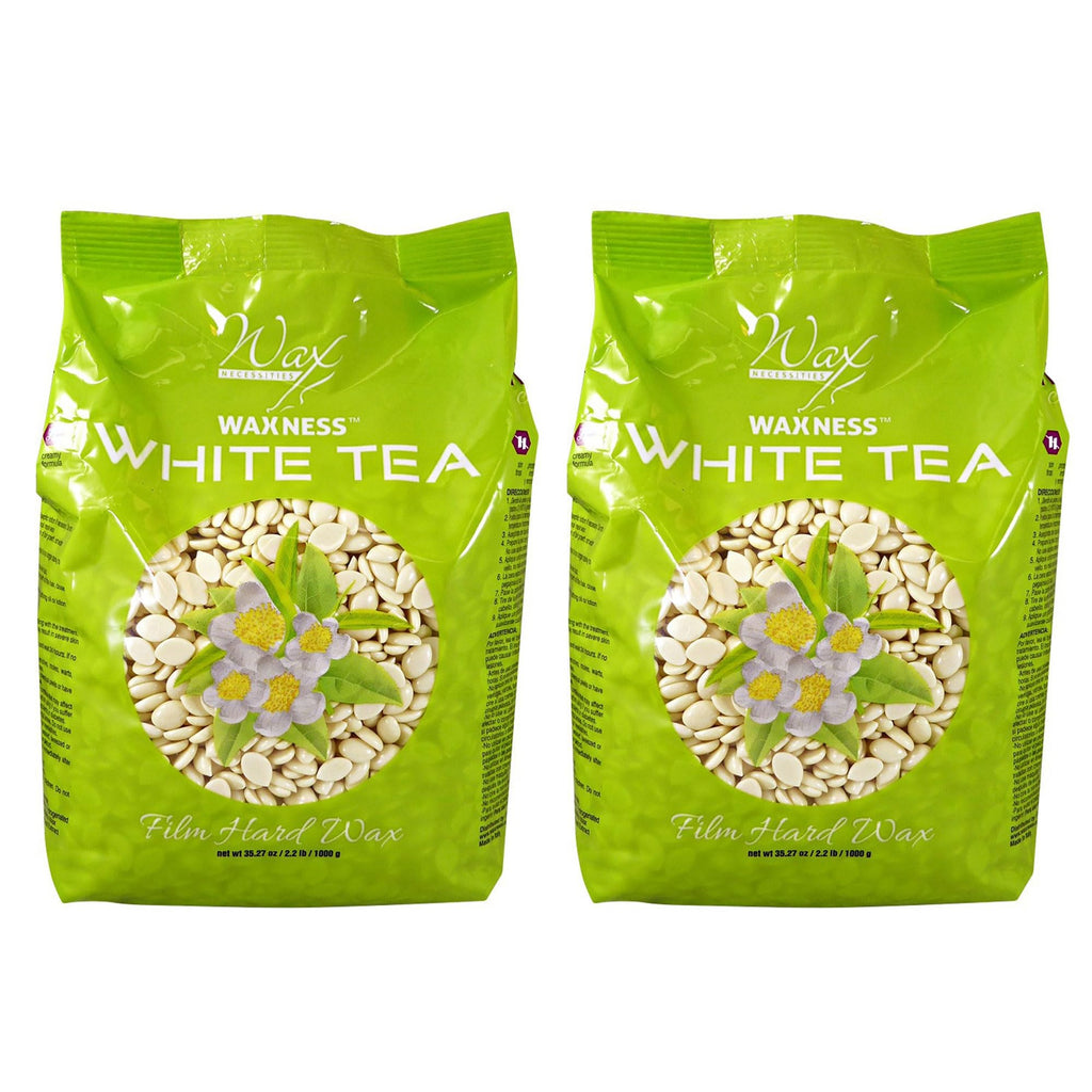 Waxness Film Hard Wax Beads White Tea Cream 2.2 lb (1 kg) Pack of 2 – Stripless Professional Hard Wax for Face & Body, Smooth Application, Suitable for Sensitive Skin – Made in Italy