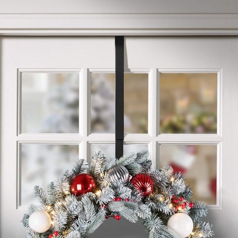 Haute Decor Adjustable Wreath Hanger - Versatile Matte Black Design for All Door Sizes