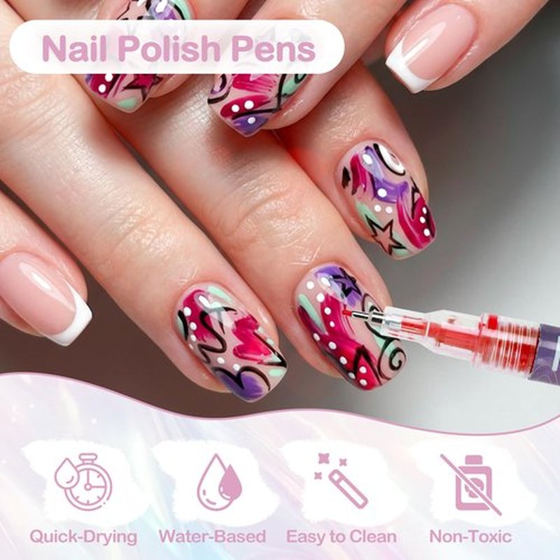 12 Colors Nail Art Pens Set: Fine Tip 0.5mm Quick-Dry Nail Art Markers for DIY Nail Designs & Nail Painting, Ideal Gift for Women & Girls, Great for Home Salon & Beginners