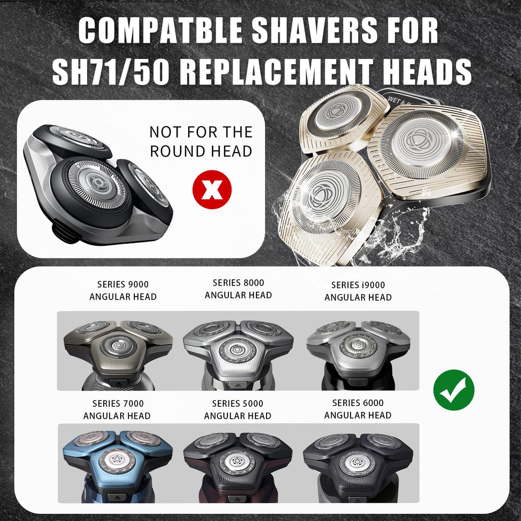 SH71/50 Shaving Heads Compatible with Philips Shavers, Champagne