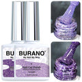 BURANO Reflective Glitter Gel Nail Polish, 2 Bottles UV Sparkle Nail Polish Purple Gel, 7.3ml Holographic Glitter Polish Curing Need for Nail Salon Home DIY S9 S14