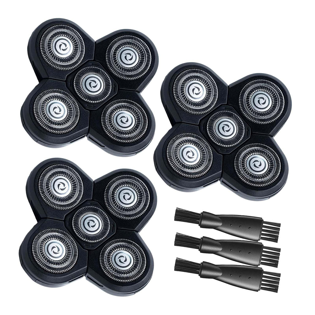 3 Pack Replacement Blades Compatible with Freebird Head Shaver for Men, Body Shavers for Men, Japanese Stainless Steel, Smooth & Comfortable Shaving, 3 Cleaning Brush