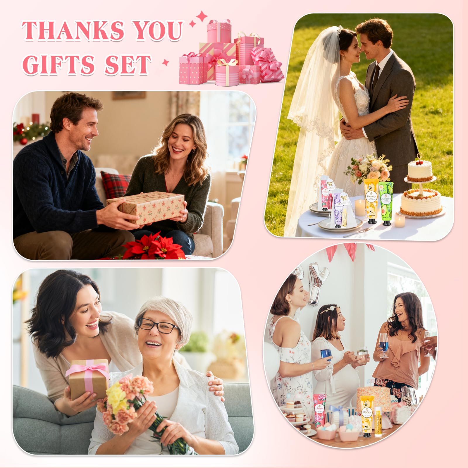 36 Sets Bulk Gifts For Women, Hand Cream Lotion and Lip Balm Bulk Set with Organza Bags, Bridal Wedding Favors, Baby Shower Favors for Guests, Teacher Appreciation Thank You Gifts, Mothers Day Gifts