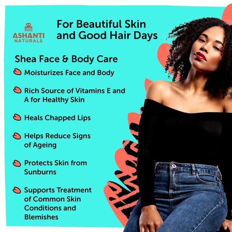 Ashanti Naturals Bouffants & Broken Hearts Creamy White Shea Butter Body Butter | Grade A, 100% Natural African Raw Shea Butter for Dry Skin, Face and Hair (15oz)