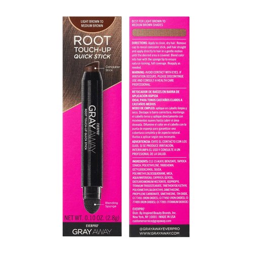Everpro Gray Away Root Touchup Quick Stick - Light Brown, 0.1 Oz | Instant Gray Coverage