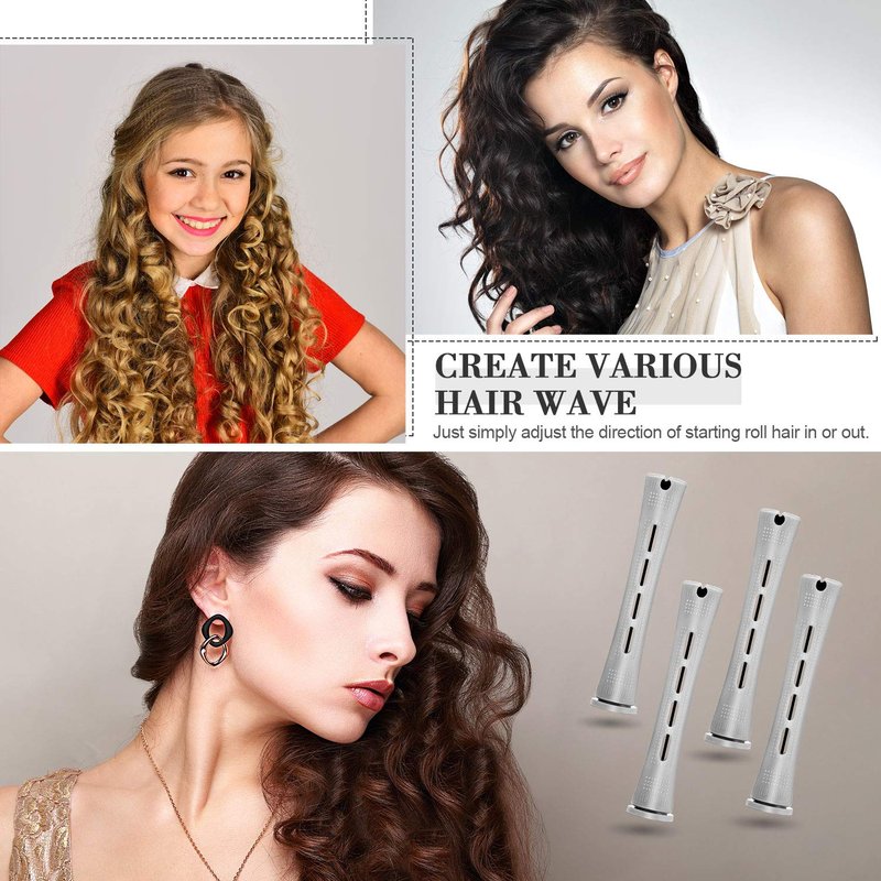 WILLBOND Cold Wave Rods - 36-Piece Hair Perm Rods with Steel Rat Tail Comb for Styling