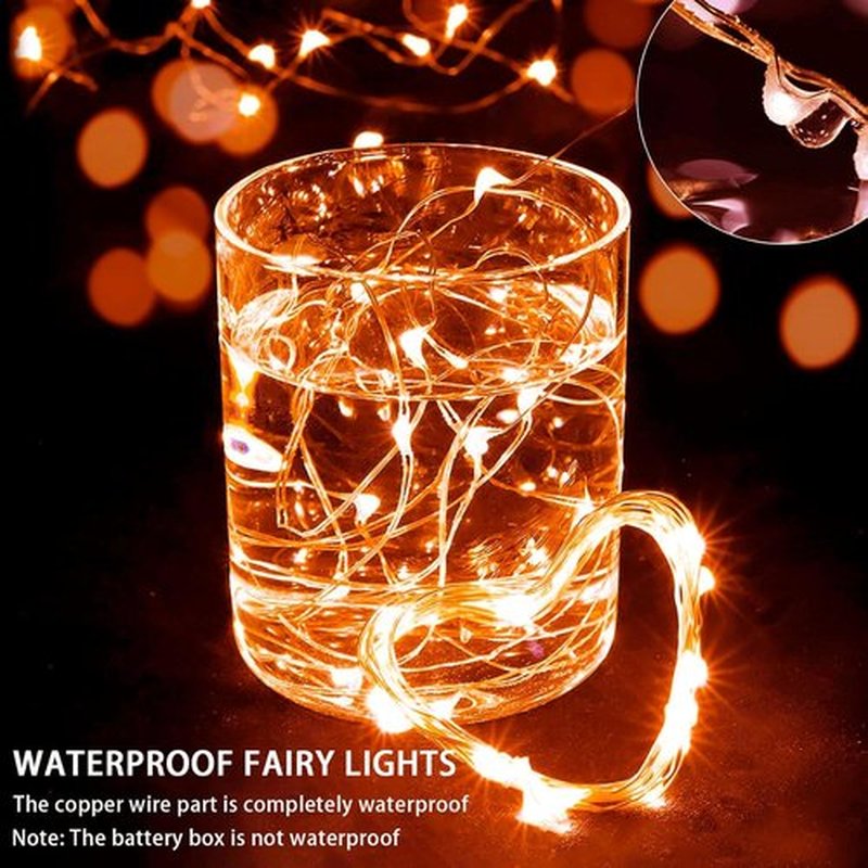 Skiennix 20 LED Fairy Lights - 7Ft Twinkle String Lights | Battery Operated & Waterproof for Parties, Weddings, and Holidays - Orange