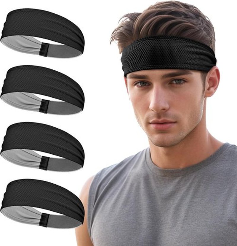 Sukeen Sports Headbands - Moisture-Wicking Non-Slip Sweatbands for Men | Breathable Elastic for Running & Fitness