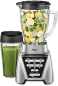 Oster Pro 1200 Blender - Powerful 1200W Smoothie Maker with Glass Jar & 24oz To-Go Cup | Brushed Nickel