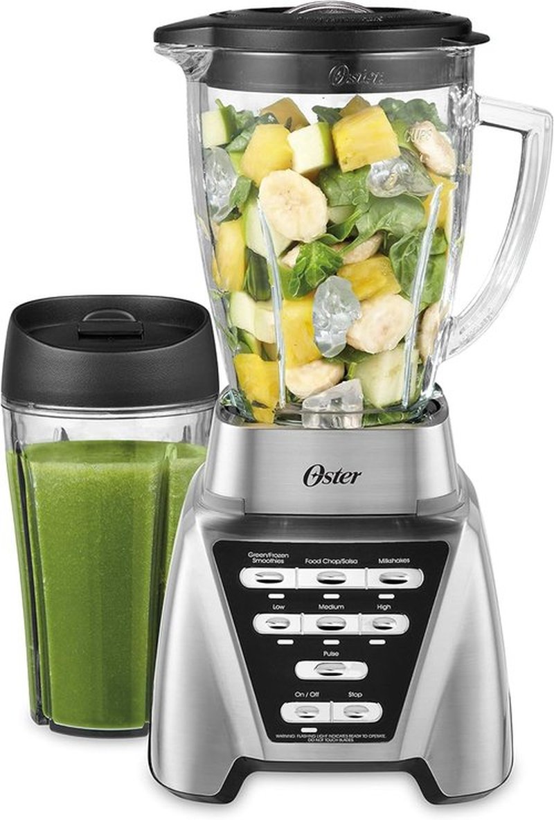 Oster Pro 1200 Blender - Powerful 1200W Smoothie Maker with Glass Jar & 24oz To-Go Cup | Brushed Nickel