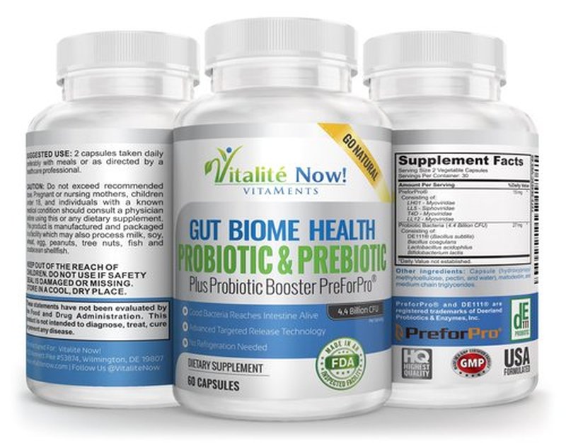 Premium Probiotic plus Ultimate Prebiotic - Gut Biome Builder & Restoration - 4.4 Bn CFU - Best for Women & Men - Bacteria Reaches Intestine within Hours - No Refrigeration - Bacillus Subtilis