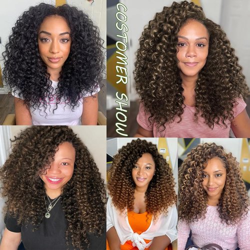 Full Head Crochet Hair for Black Women Human Hair Soft Feeling, Short Gogo Curl Protein Silk 80 Strands, Deep Curly Innovative 4-in-1 Strand Design Hypoallergenic Synthetic Fiber