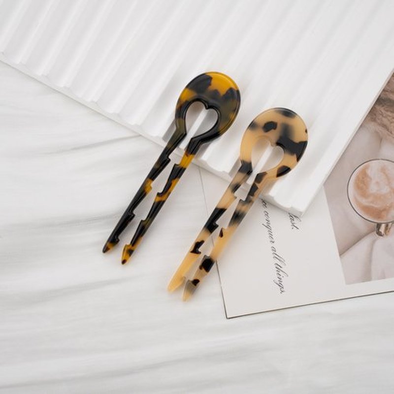 COZYISLE 8-Piece French Tortoiseshell Hair Pins for Women - Premium Cellulose Acetate Hair Clips for Thick Hair, Cute Cutout Hair Accessories for Updos, Buns & Daily Styling