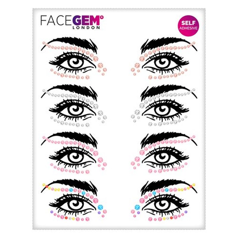 Face Gems – Face Jewels - Self-Adhesive Rhinestone Face Jewels for Makeup, Party & Rave Looks - Eye Gems, Face Glitter, Festival Face Gems, Glitter Tattoo, Self- Adhesive Festival Gems (Multicolor)