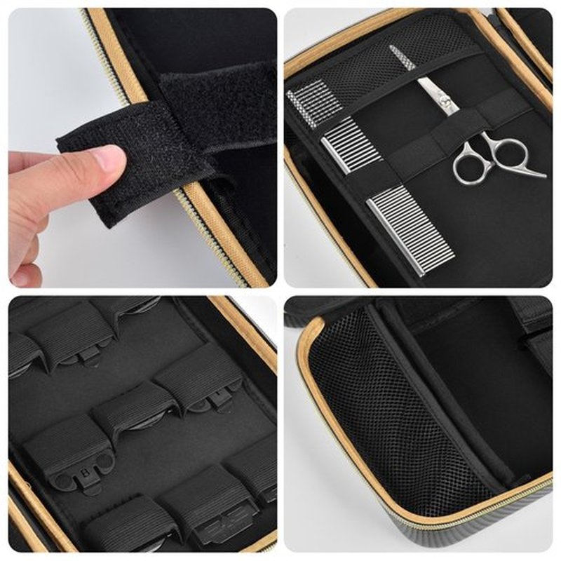 Boobowl Barber Accessories Bag for Clippers and Supplies, Mens Hair Trimmers Box, Portable Clipper Storage Holder for Hair Cutting, Guard Grooming Kit and Barbers Supplies (Bag Only)-Dark Black