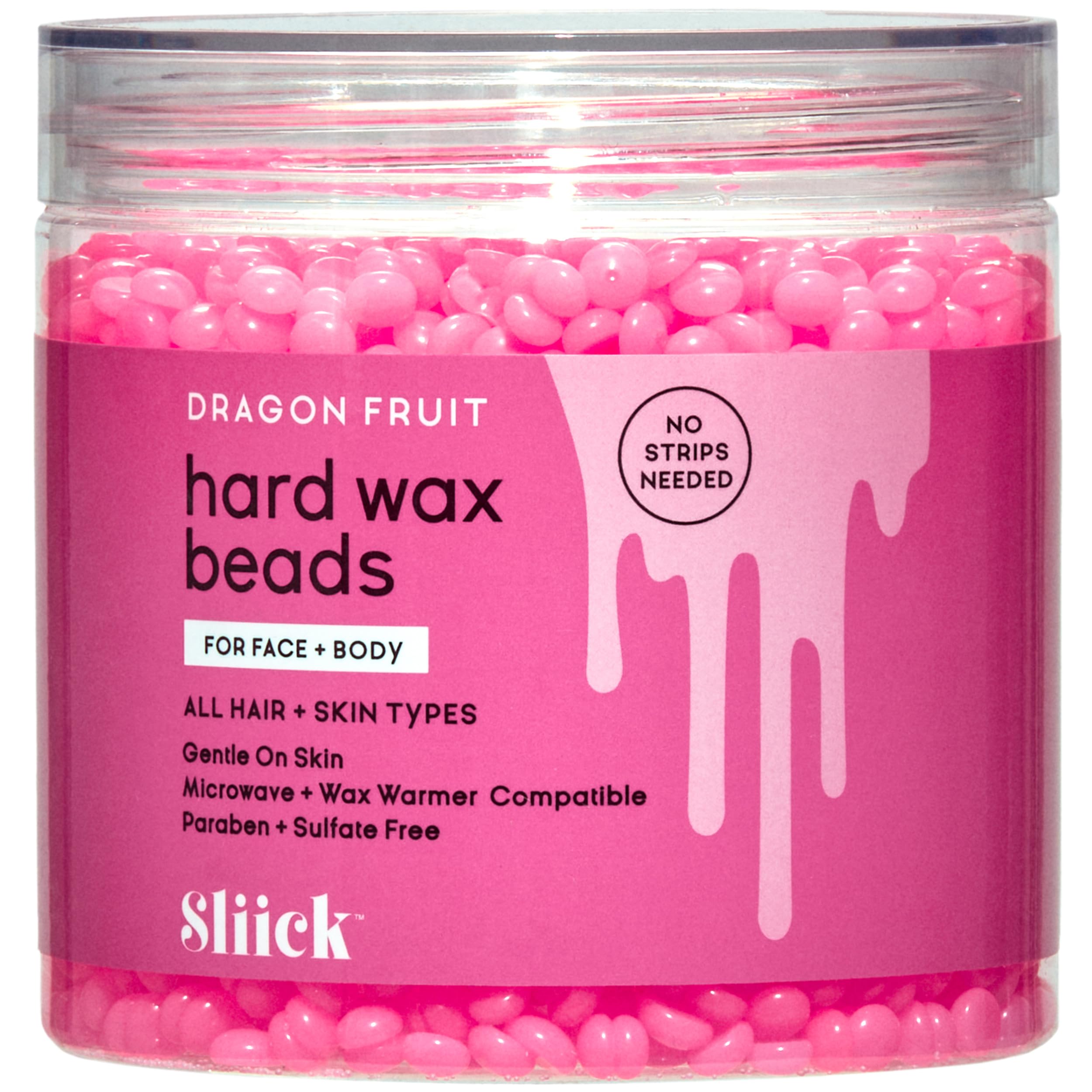 Sliick Hard Wax Beads for Hair Removal, Dragon Fruit - Stripless Wax Beads for Face, Body, & Sensitive Skin, 8 oz