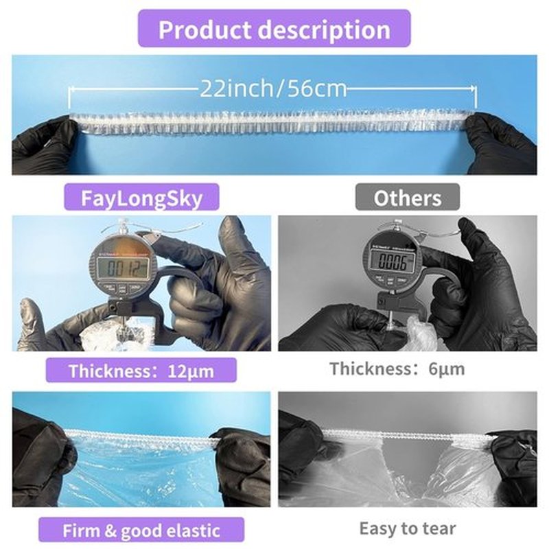 Skiennix Disposable Shower Caps - Extra Large Waterproof Hair Cap for Women | 100PCS, 22 Inch
