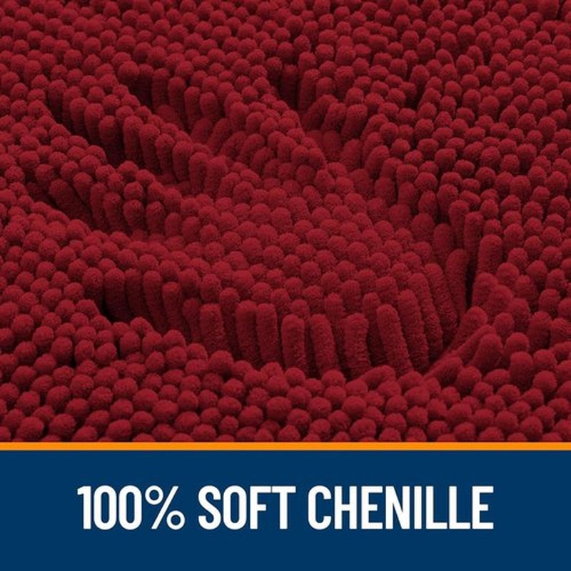 OLANLY U-Shaped Toilet Rugs - Extra Soft Chenille, Quick-Dry, Non-Slip Bath Mat | 24x20 Inches, Red