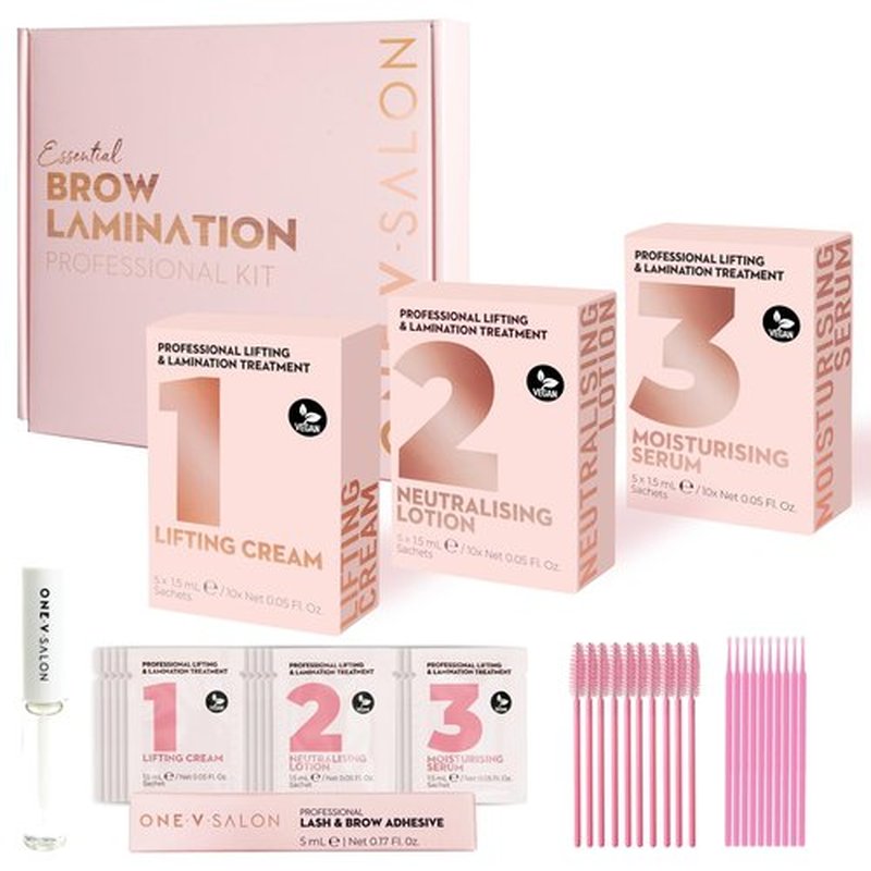 One V Salon Essential Brow lamination professional kit - Instant Lift for Brows – Vegan, Long-Lasting – complete kit with sachets, tools(Multicolor-2)