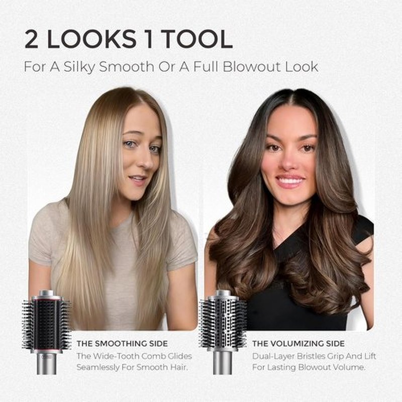 TYMO 4.0 Hair Blow Dryer Brush - 5-in-1 Ionic Design for Faster Drying & Frizz Control | Metal Grey