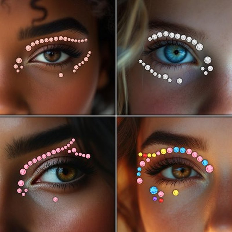 Face Gems – Face Jewels - Self-Adhesive Rhinestone Face Jewels for Makeup, Party & Rave Looks - Eye Gems, Face Glitter, Festival Face Gems, Glitter Tattoo, Self- Adhesive Festival Gems (Multicolor)