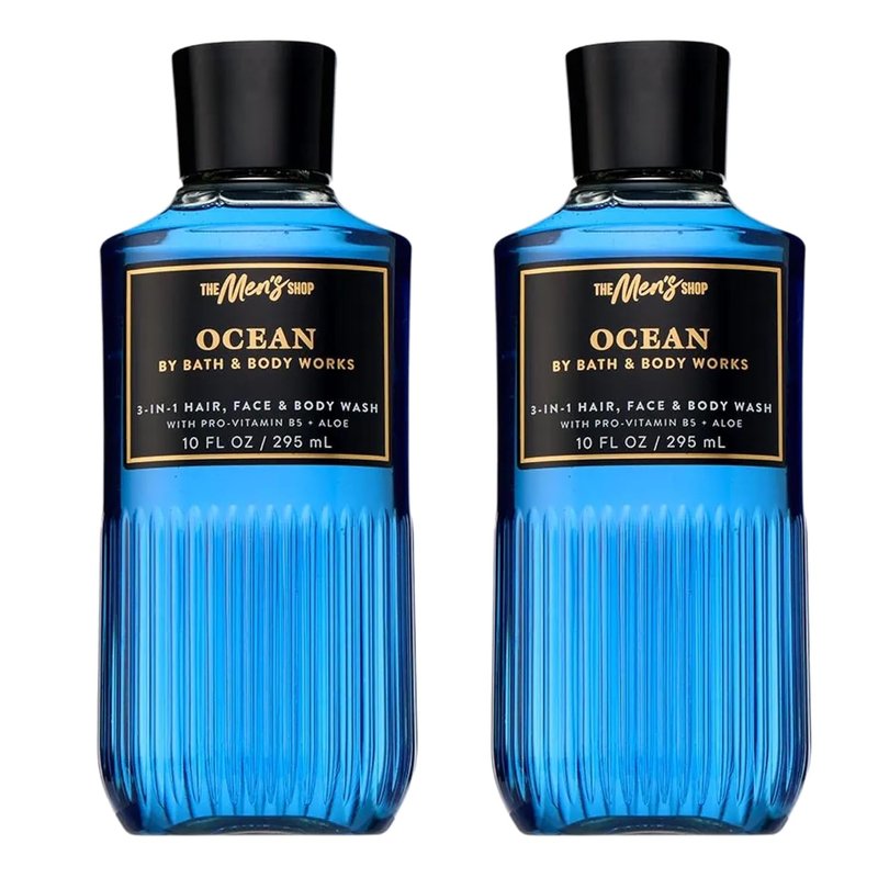 Bath & Body Works 3-in-1 Hair, Face & Body Wash for Men - Ocean Scent with Pro-Vitamin B5 & Aloe, 10 fl oz | 2 Pack