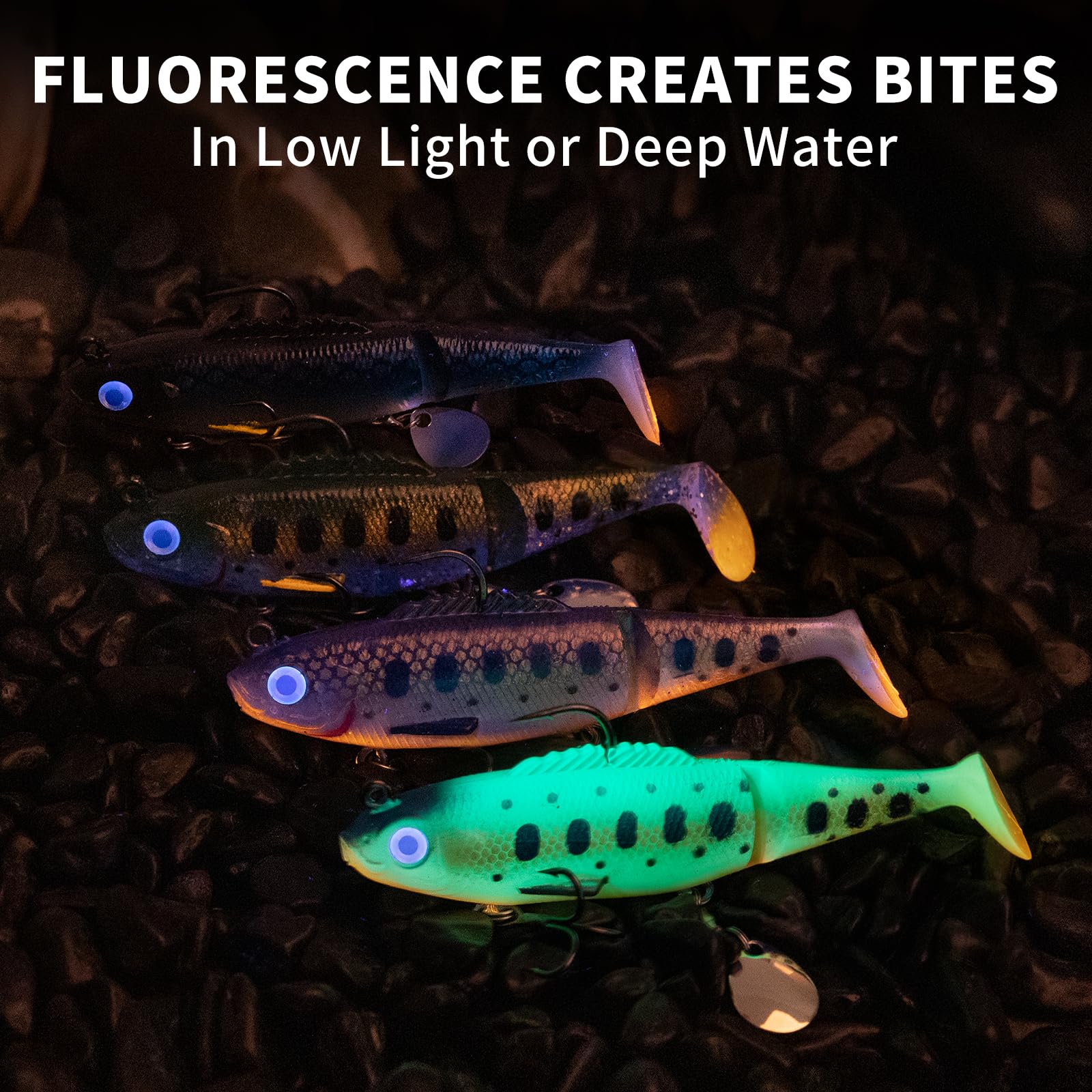 TRUSCEND Fishing Lures for Bass Trout Jighead Lures Paddle Tail Swimbaits Soft Fishing Baits Freshwater Saltwater Jigging Bass Fishing Gear Gifts for Men