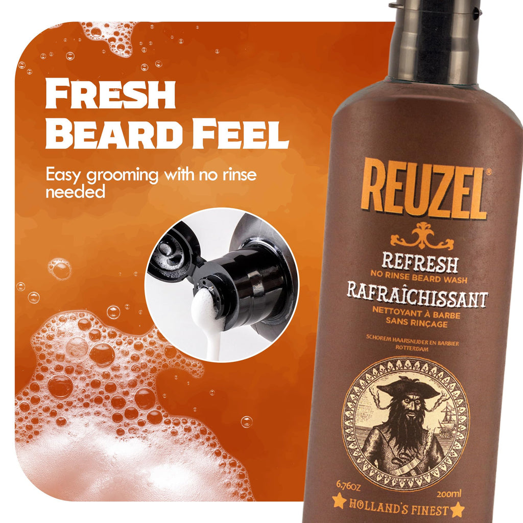 Reuzel Refresh No Rinse Beard Wash, Mens Beard Wash, 200 ml