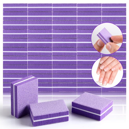 SAVILAND Nail Buffer Block Files for Manicure : Double-Sided 80 100 Grit Nail Buffer Block 150Pcs Washable Nail Buffer Shine Kit for Salon Shaping Polishing Mini Nail Buffer for Natural Acrylic Nails