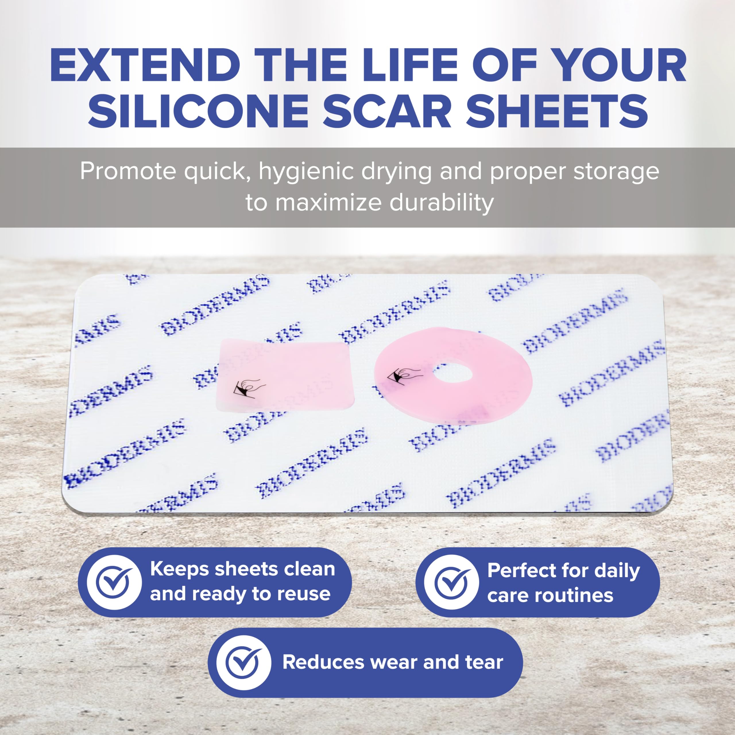 Epiderm Drying Rack - Extends the Life of Silicone Scar Sheets - Promotes Quick & Hygienic Drying & Proper Storage - Prevents Sticking, Durable & Non-Adhesive - Fits Most Silicone Sheeting - 6"x13"