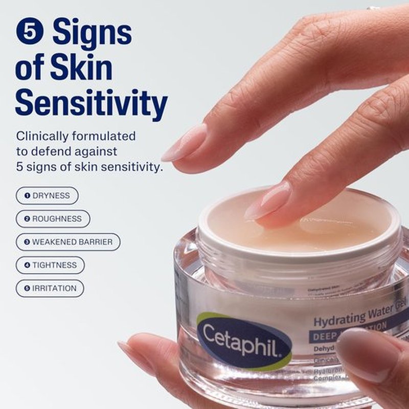 Cetaphil Deep Hydration Water Gel - 72 Hour Moisturizer with Hyaluronic Acid | Fragrance-Free, 1.7 oz