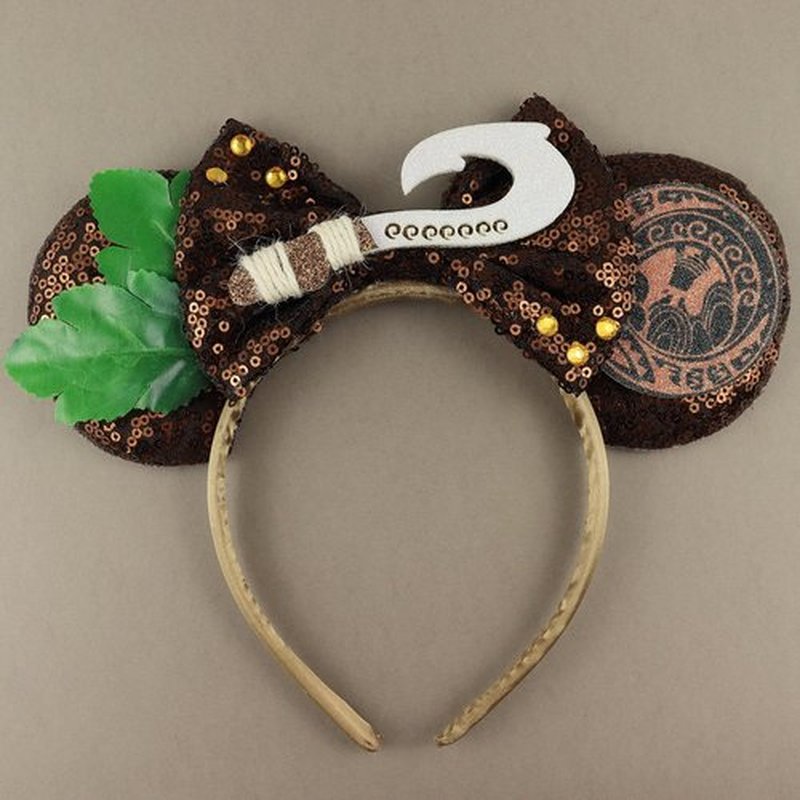 LIHELEI Maui Mouse Ears Headband, Moana Ear Headbands for Women Birthday Party, Costume Headwear Hair Accessorie -Brown