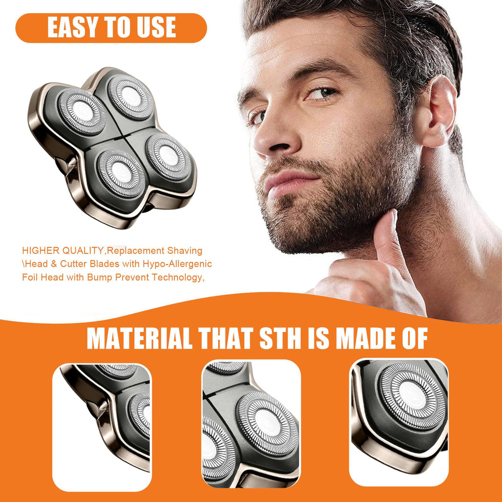 Replacement Blade Shaver PRO 4 Head for Skull Pitbull Shaver, 2Pack