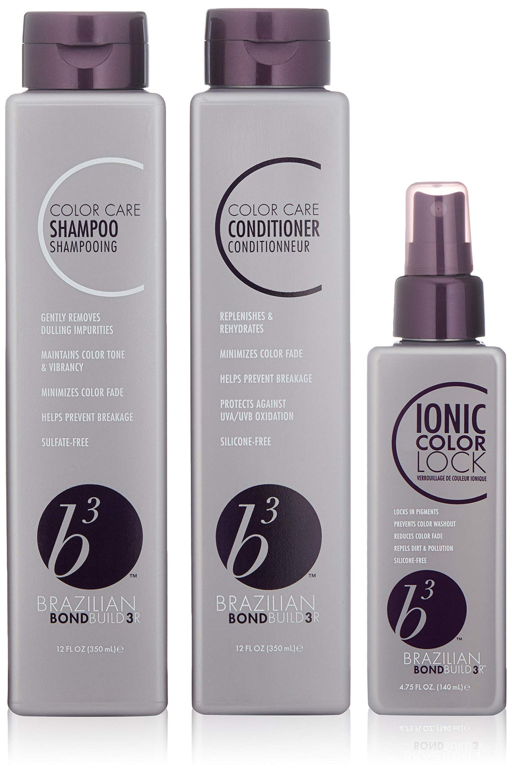B3 BRAZILIAN BONDBUILDER Color Care Shampoo & Conditioner with Ionic Colour Lock Set Purifies, Hydrates, Detangles & Protects Color Treated Hair- Repairs Damage from Chemical Services