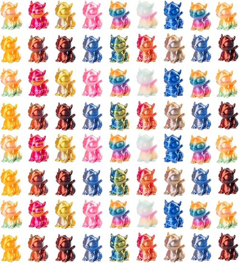 Skiennix Mini 3D Printed Dragon Figurines - 100pcs Tiny Plastic Animals for Fairy Garden Decor